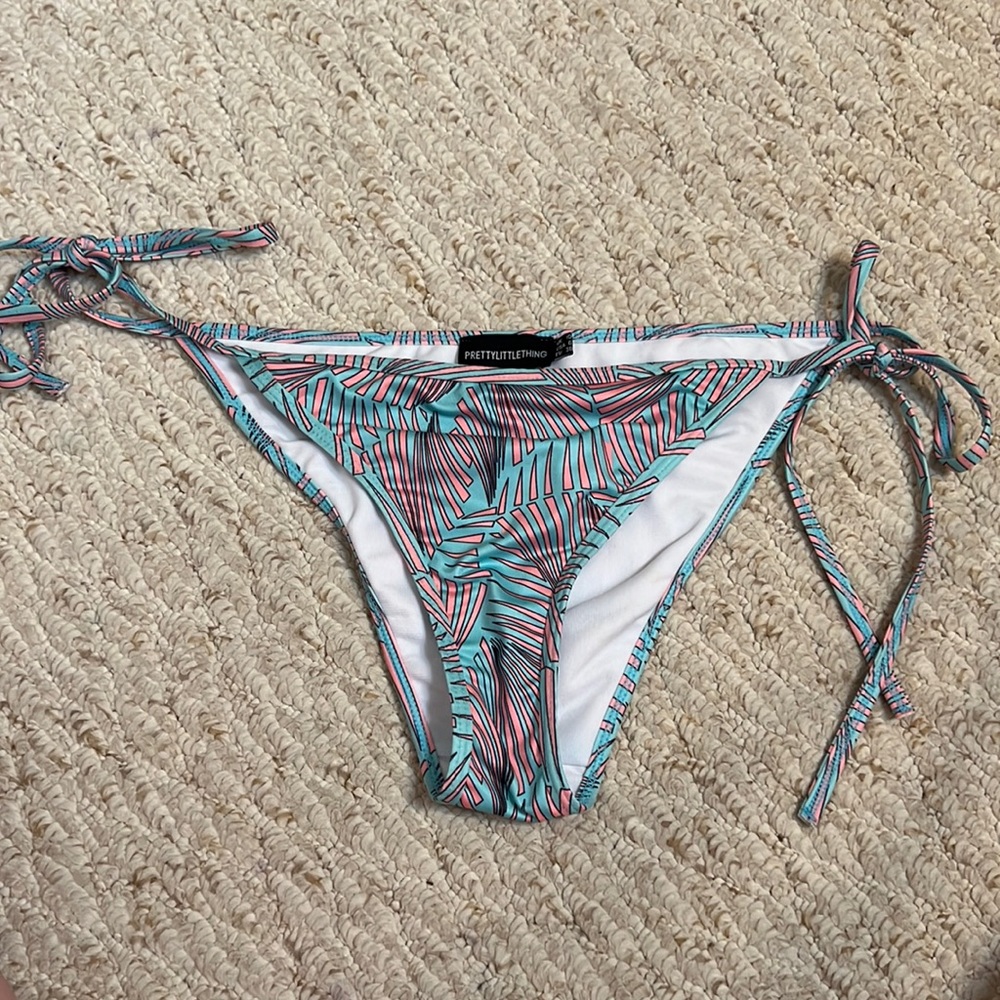 PrettyLittleThing Pink, Blue and Black Bathing Suit Bottom, Size: 6